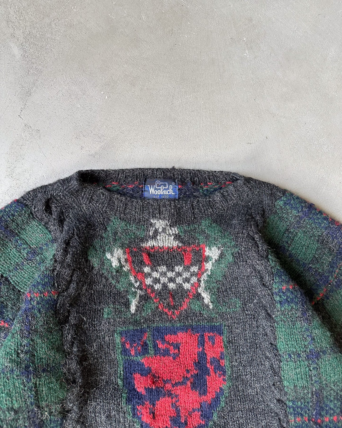 1990s - Green/Navy Woolrich Plaid Sweater - M