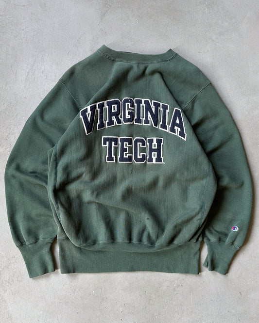 1990s - Distressed Green VT Champion RW Crewneck - XL