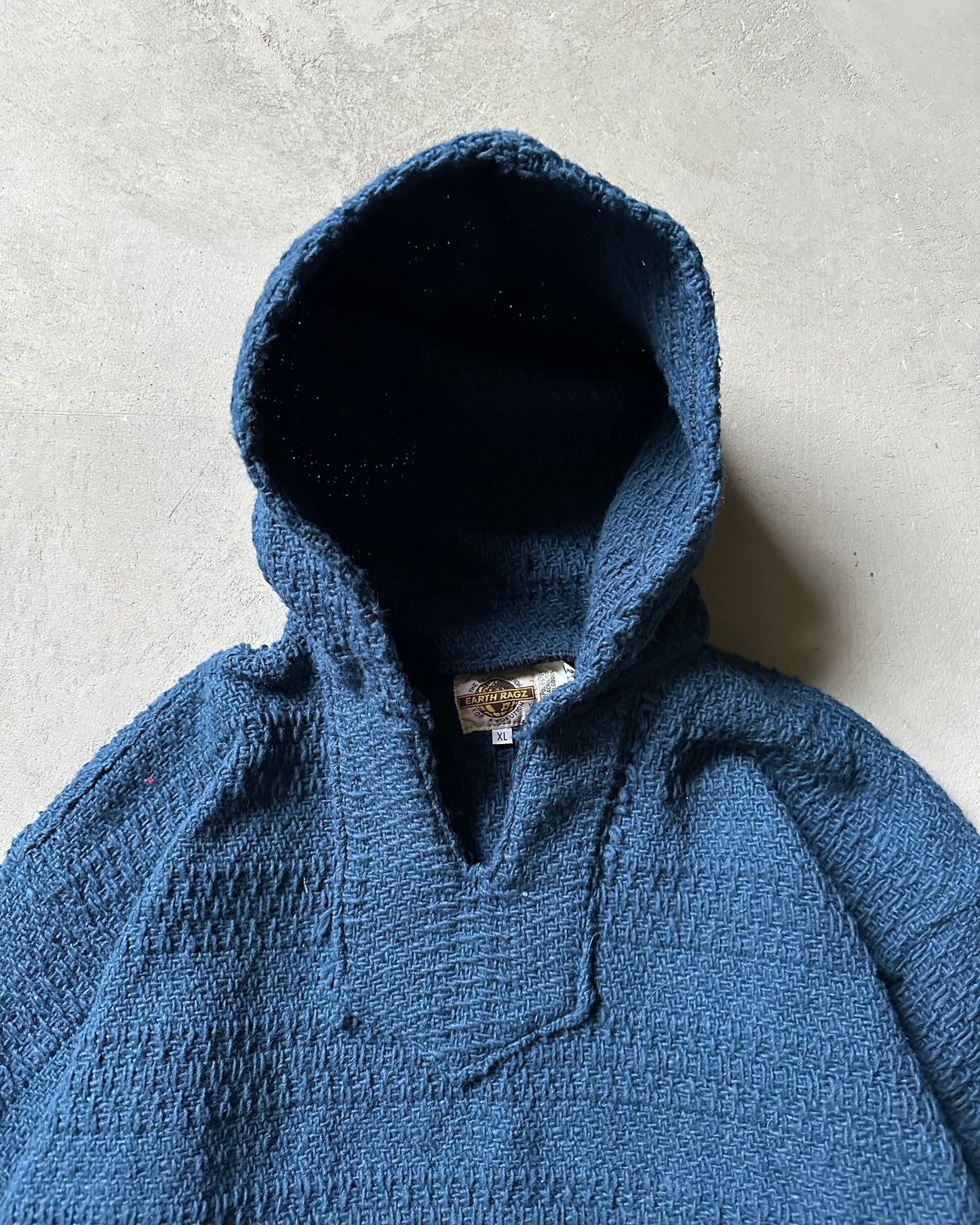 1990s - Blue Hooded Sweater - XL