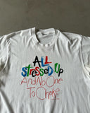 1990s - White "All Stressed Up" T-Shirt - L