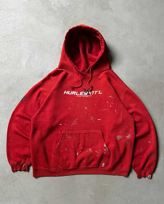 Années 90 - Sweat à capuche rouge vieilli Hurley - Taille L