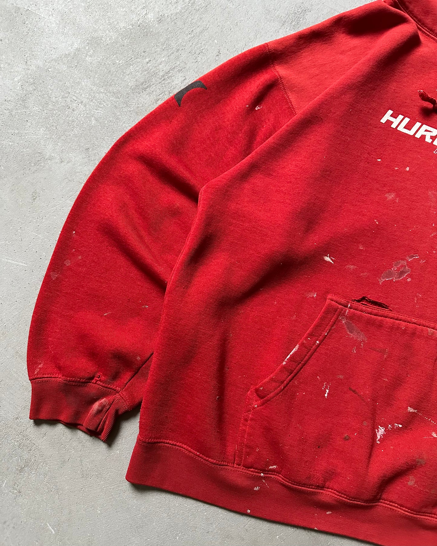 Années 90 - Sweat à capuche rouge vieilli Hurley - Taille L