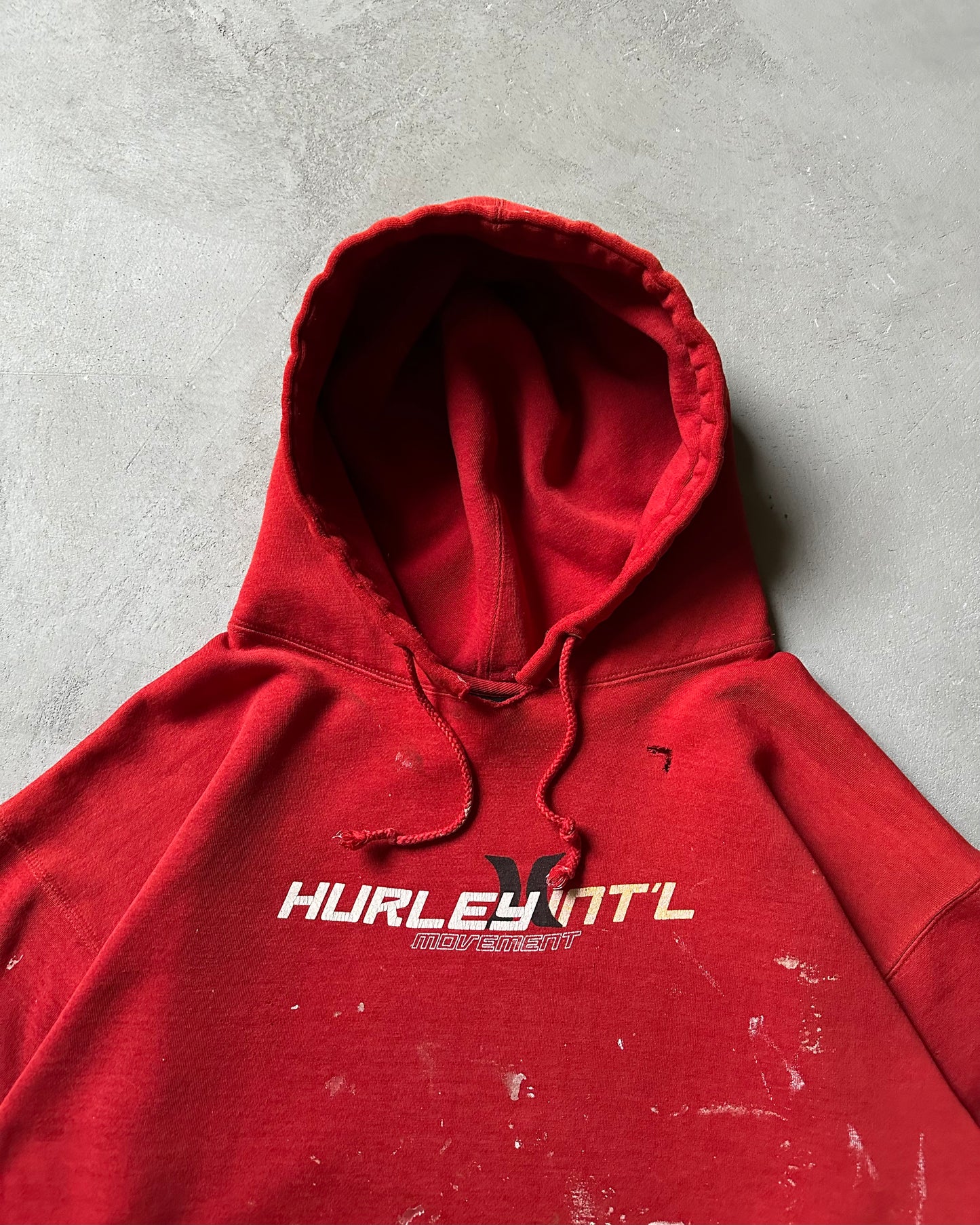 Années 90 - Sweat à capuche rouge vieilli Hurley - Taille L