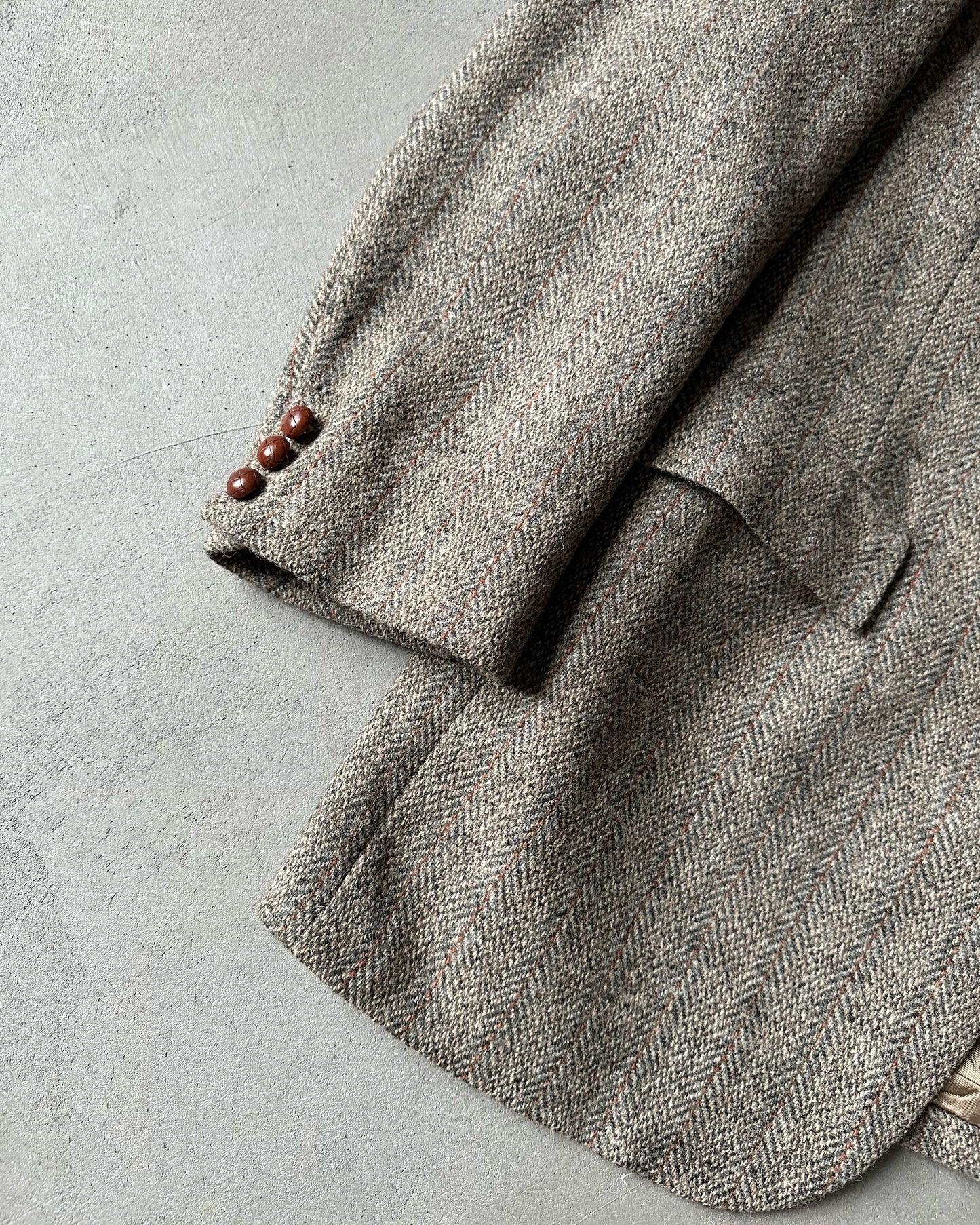 1980s - Brown/Grey Harris Tweed Blazer - 44L