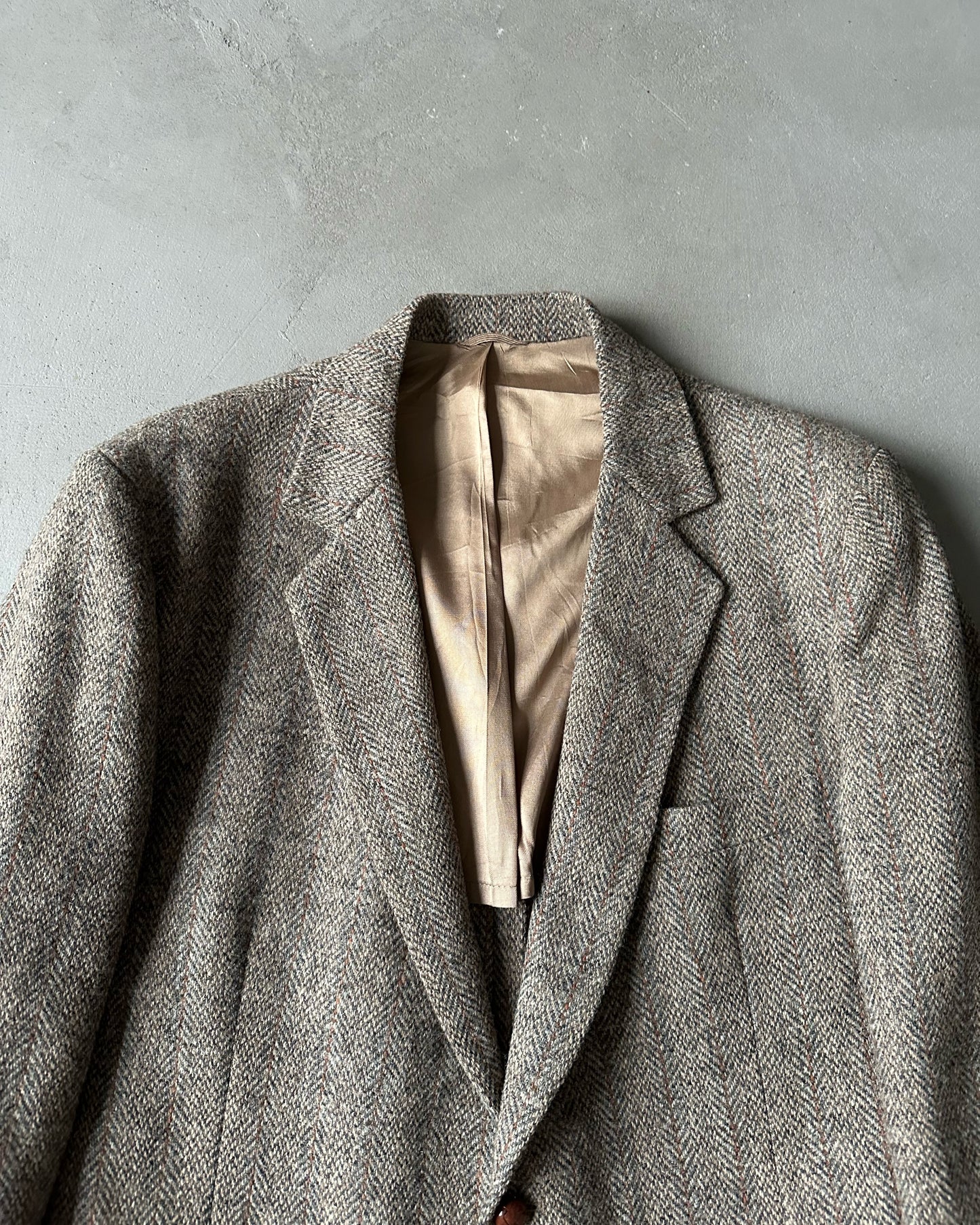 1980s - Brown/Grey Harris Tweed Blazer - 44L