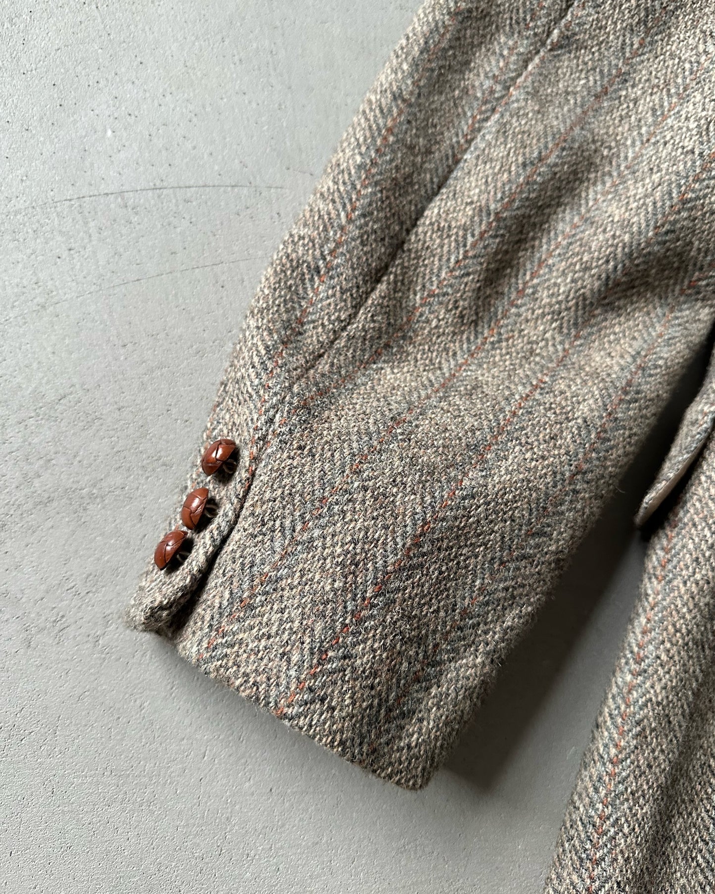 1980s - Brown/Grey Harris Tweed Blazer - 44L