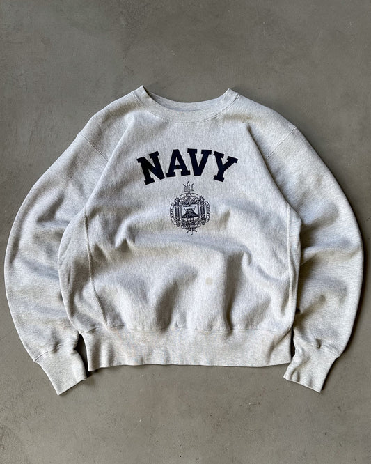 1990s - Ash Grey NAVY Crewneck - L