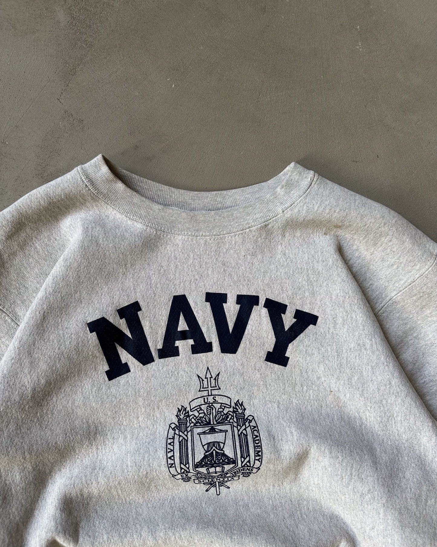1990s - Ash Grey NAVY Crewneck - L