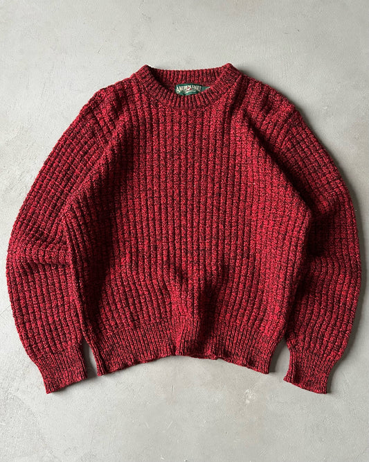 1990s - Red/Black American Eagle Waffle Knit Sweater - M/L