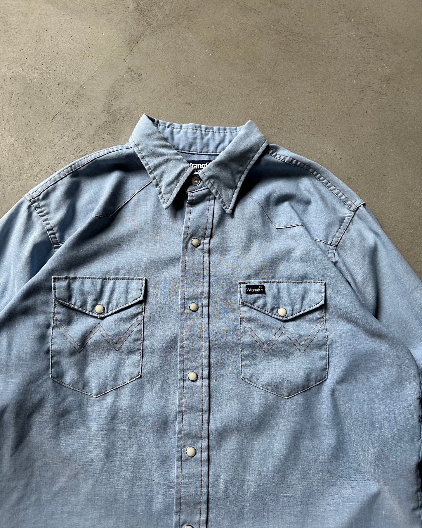 Années 80 - Chemise Western Wrangler Bleue - L/XL