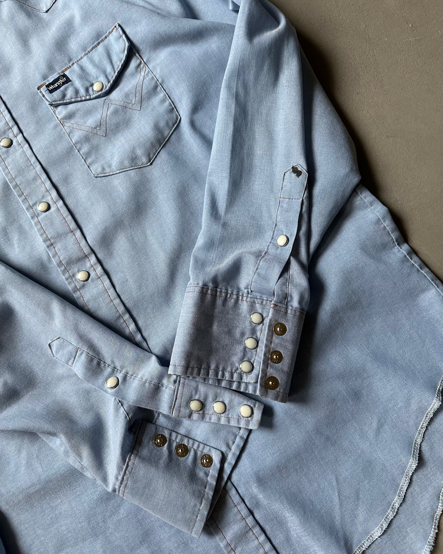 Années 80 - Chemise Western Wrangler Bleue - L/XL