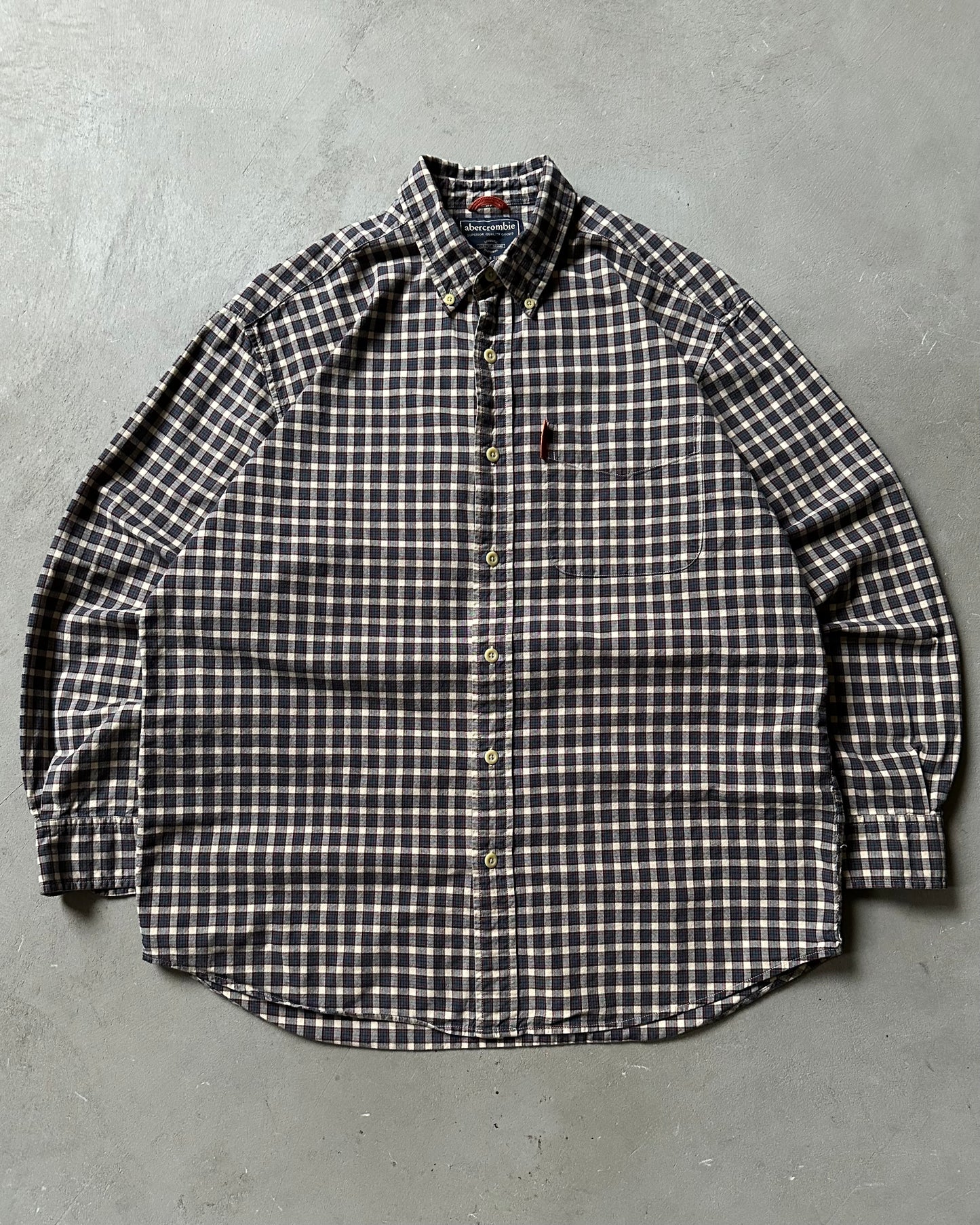 Années 2000 - Chemise à carreaux Abercrombie Bleu marine/Orange - L/XL