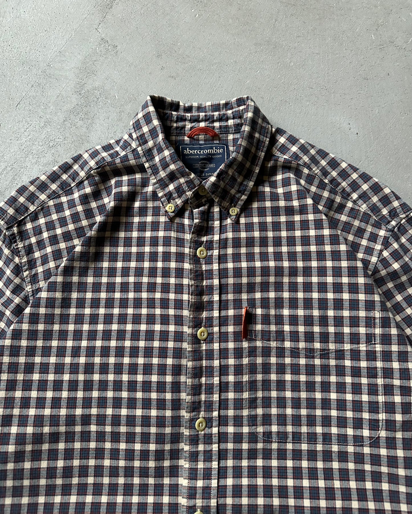 Années 2000 - Chemise à carreaux Abercrombie Bleu marine/Orange - L/XL