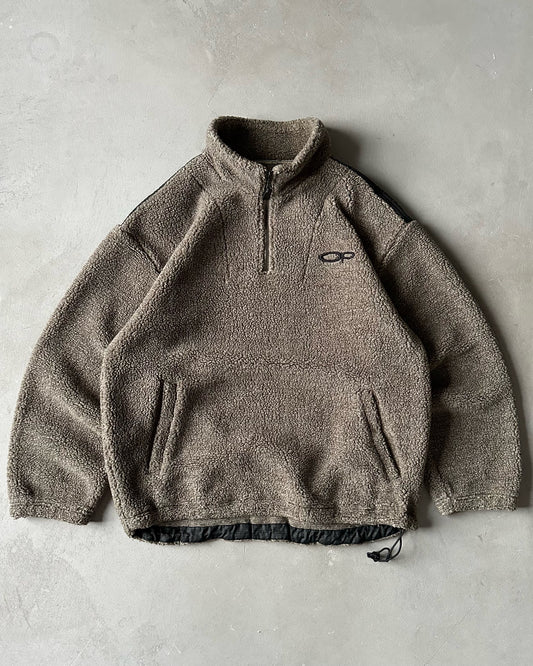 1990s - Brown OP Deep Pile 1/4 Zip Fleece - M