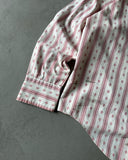 1970s - White/Red Towncraft Striped Button Up - M/L
