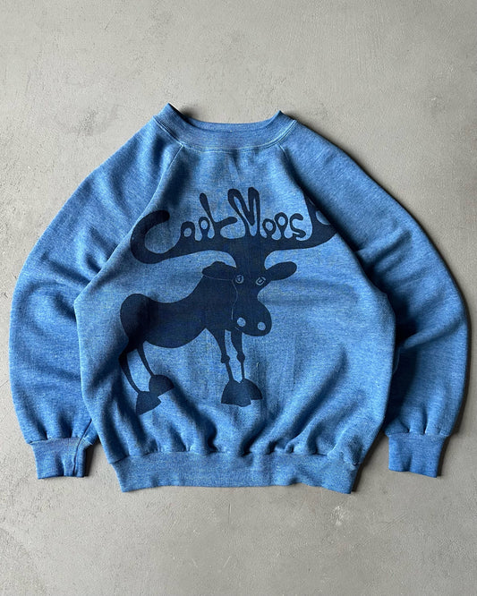 1970s - Faded Blue COOL MOOSE Crewneck - XS