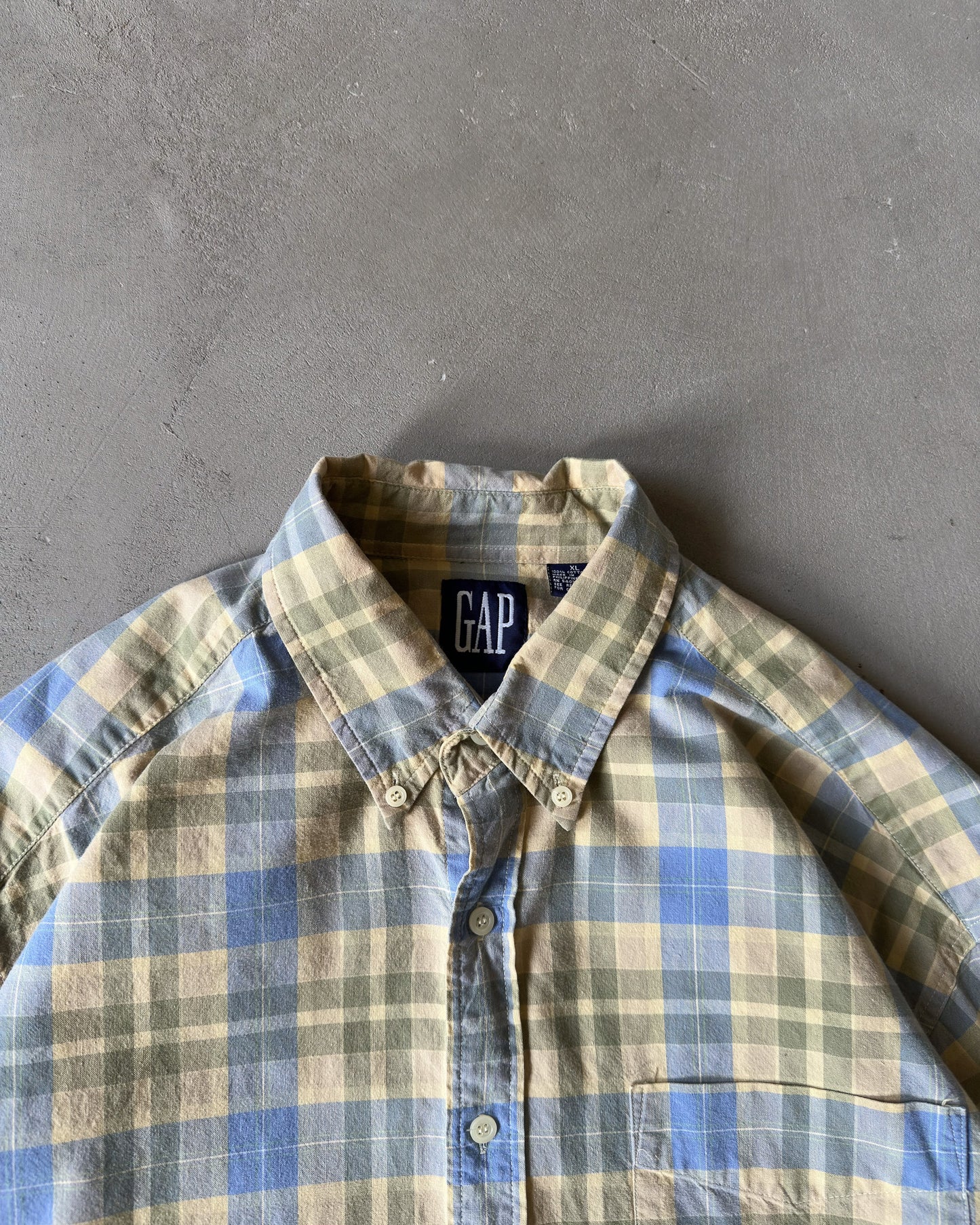 1990s - Green/Blue GAP Plaid Shirt - XL