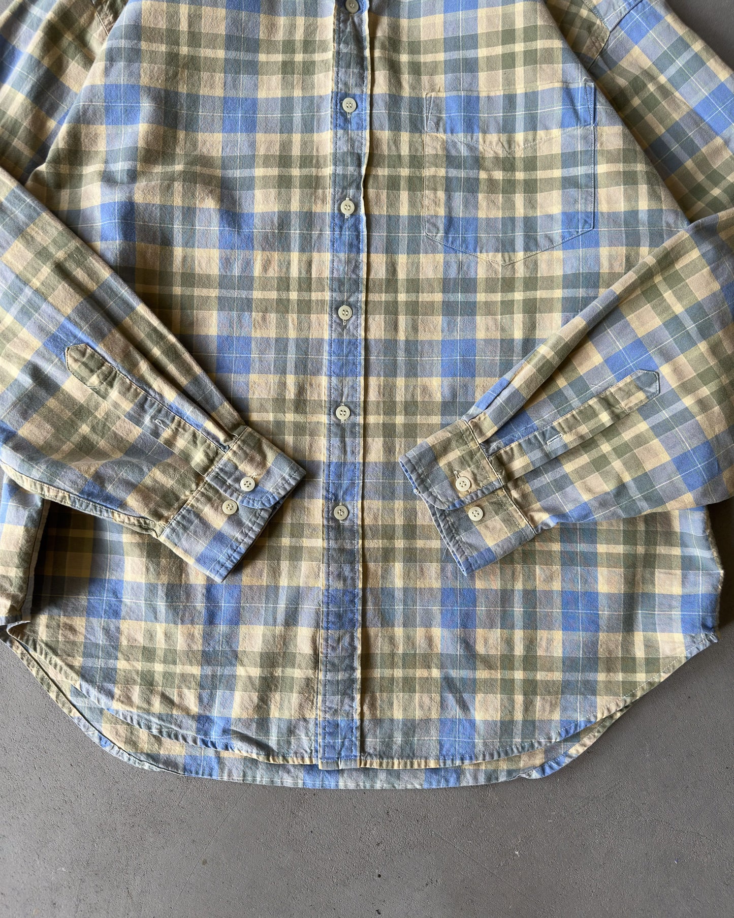 1990s - Green/Blue GAP Plaid Shirt - XL