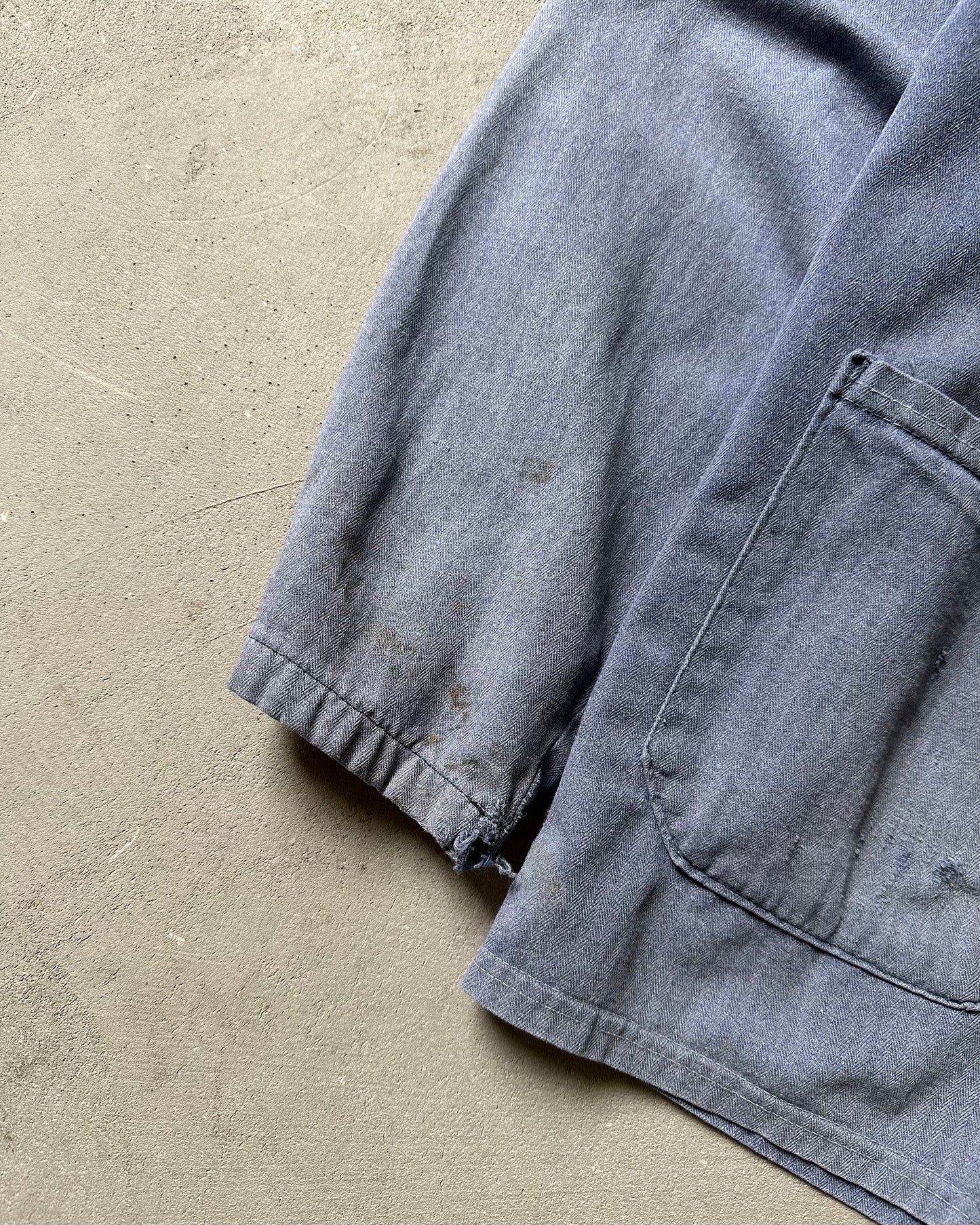 Années 80 - Veste de travail Euro en chevrons bleus usés - L