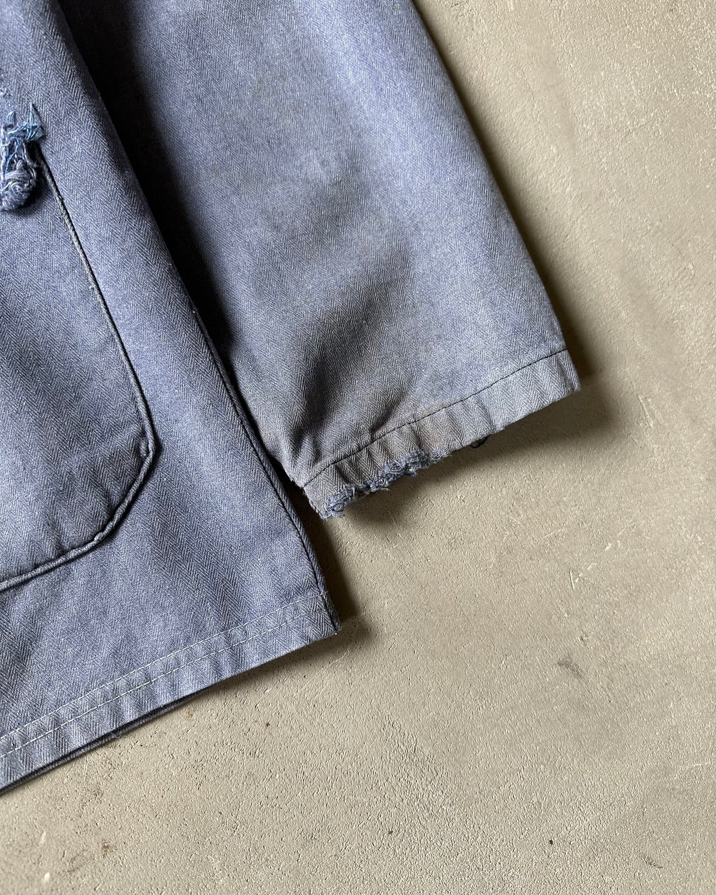 Années 80 - Veste de travail Euro en chevrons bleus usés - L
