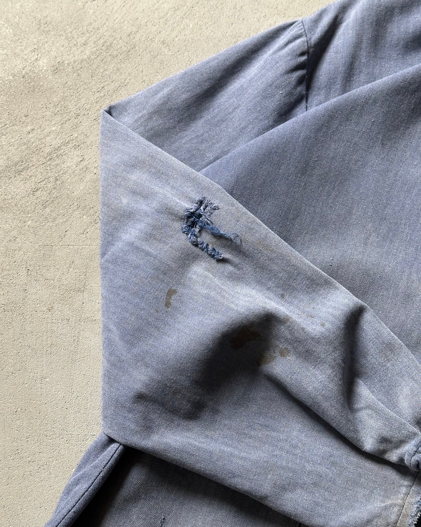 Années 80 - Veste de travail Euro en chevrons bleus usés - L