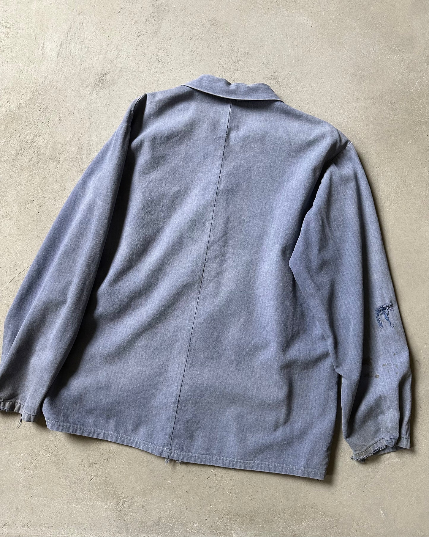 Années 80 - Veste de travail Euro en chevrons bleus usés - L