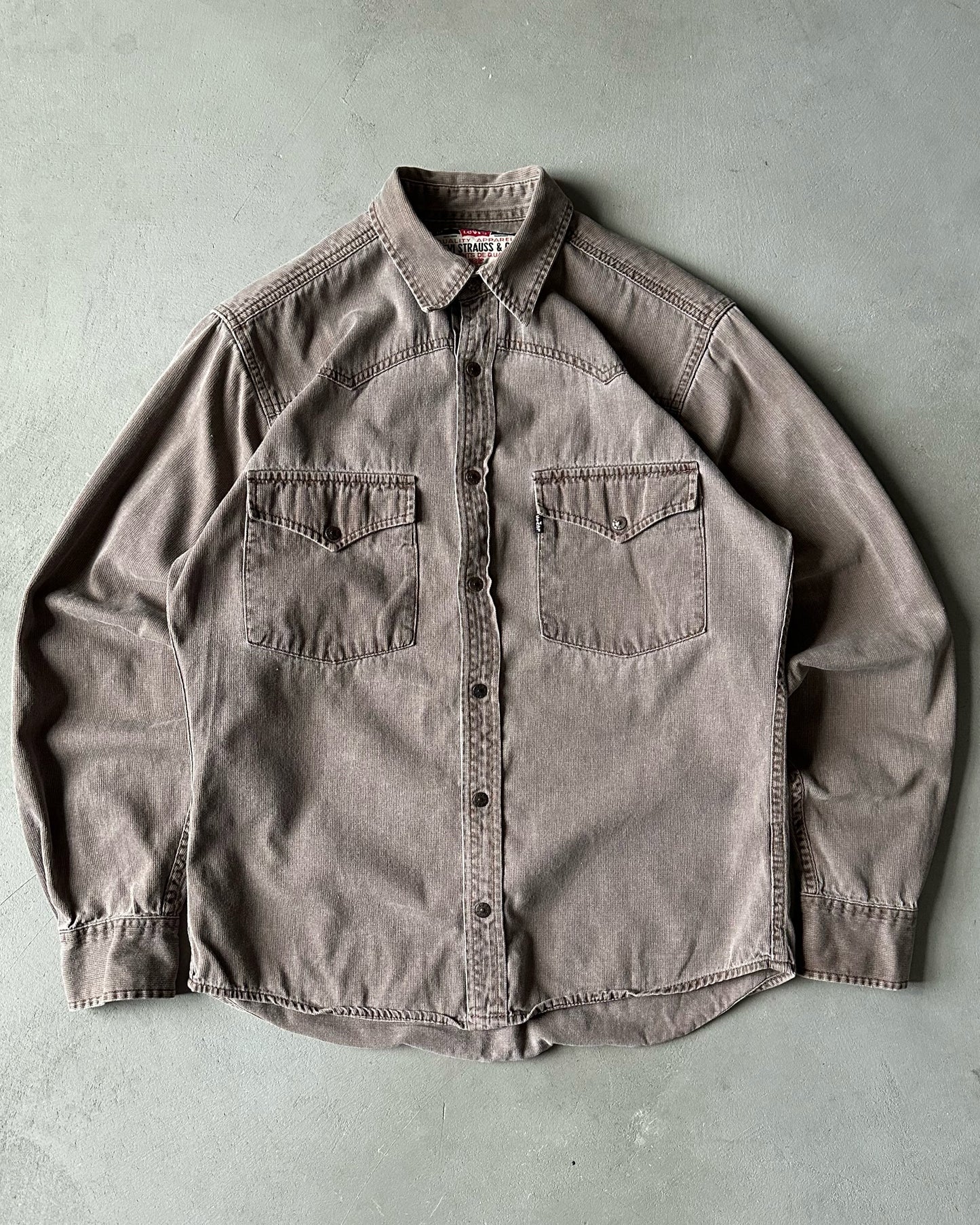 1990s - Brown Levi's Western Shirt - M