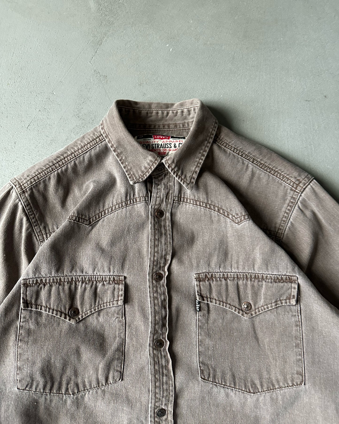 1990s - Brown Levi's Western Shirt - M