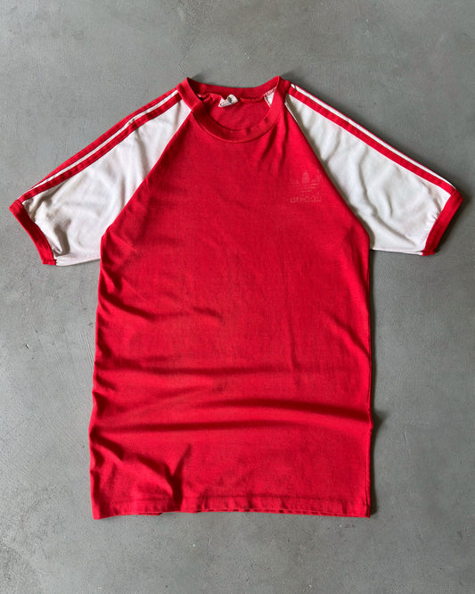 1980s - Red/White Adidas Ringer T-Shirt - L/XL