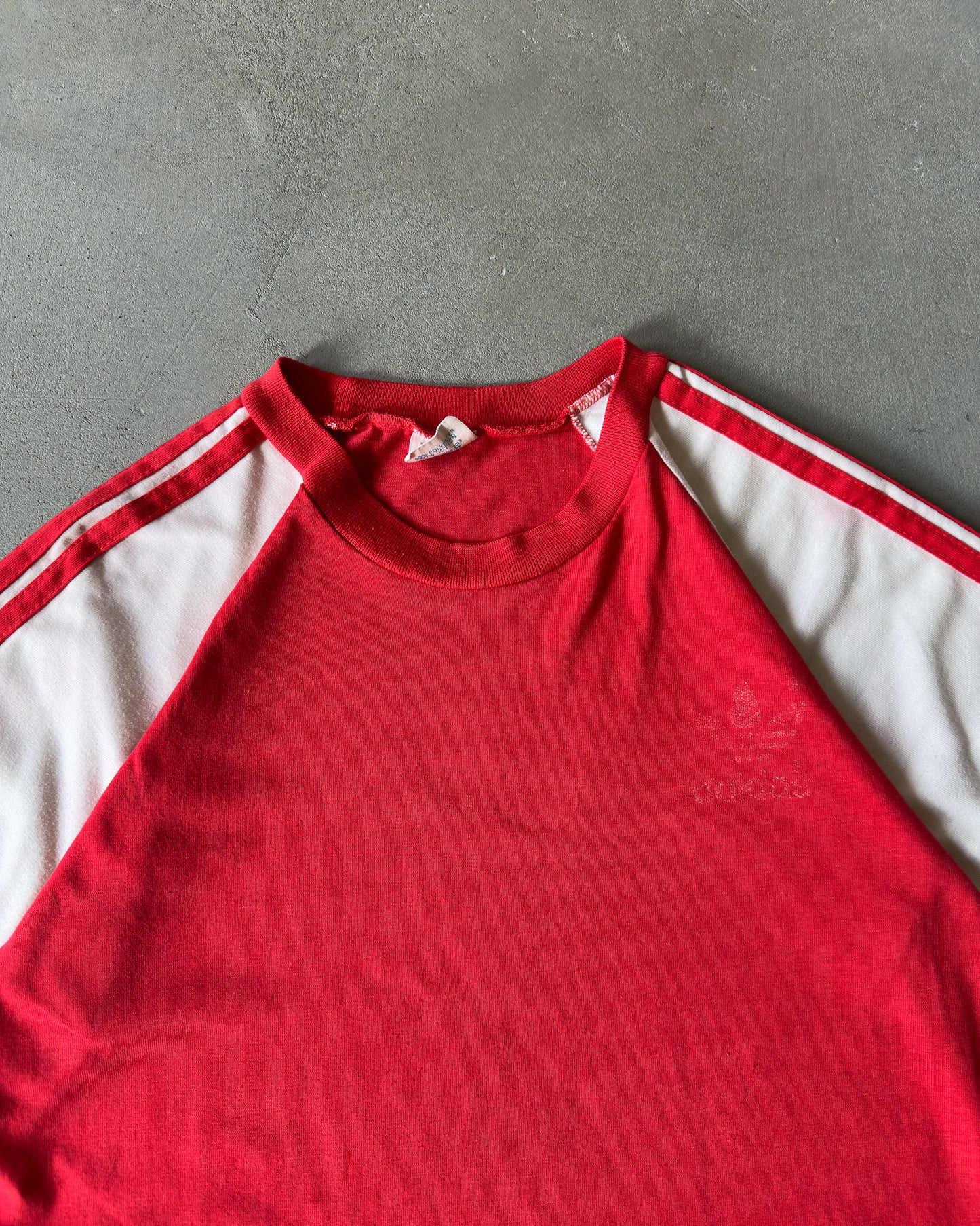 1980s - Red/White Adidas Ringer T-Shirt - L/XL