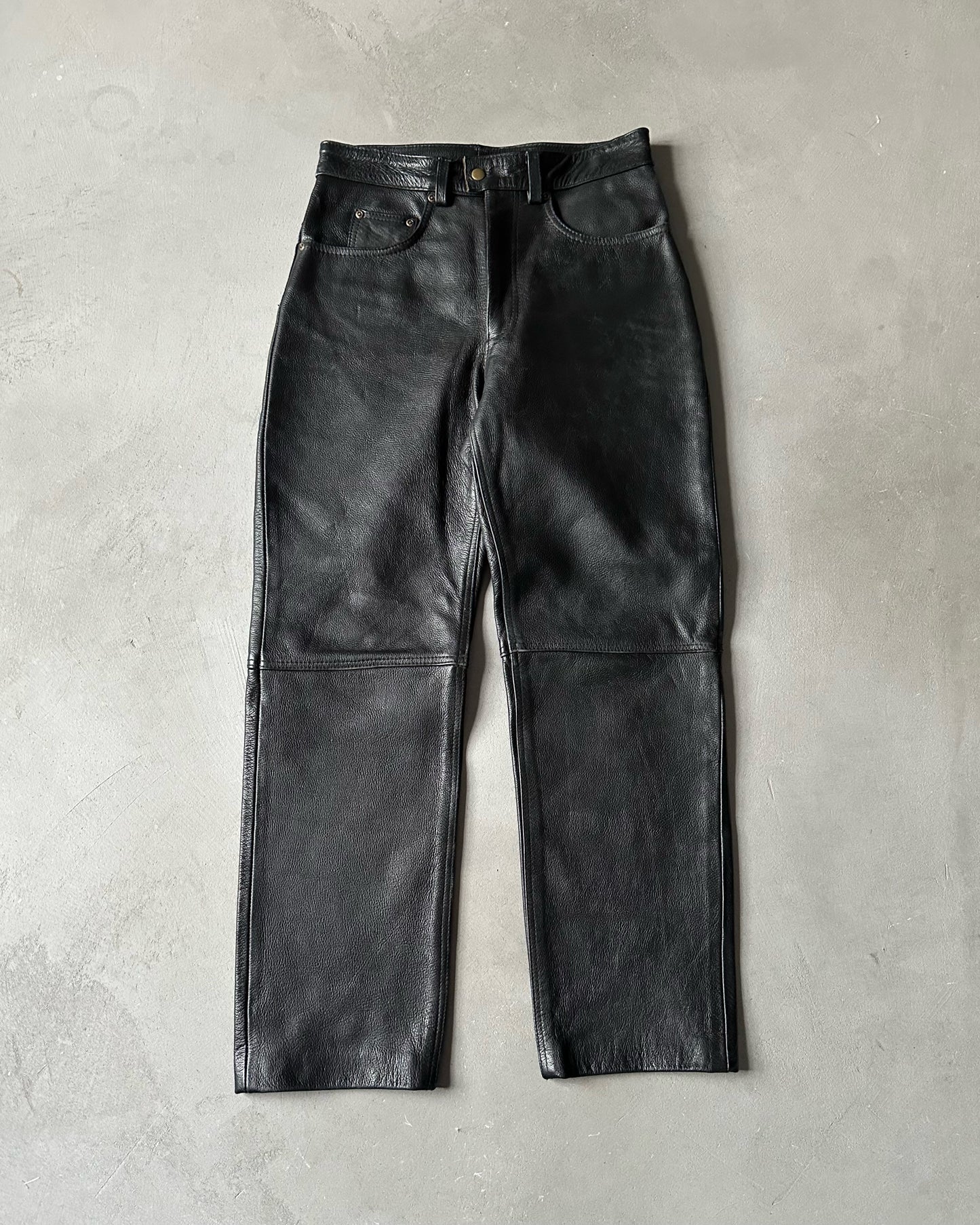 1990s - Black Leather Pants - 28x28