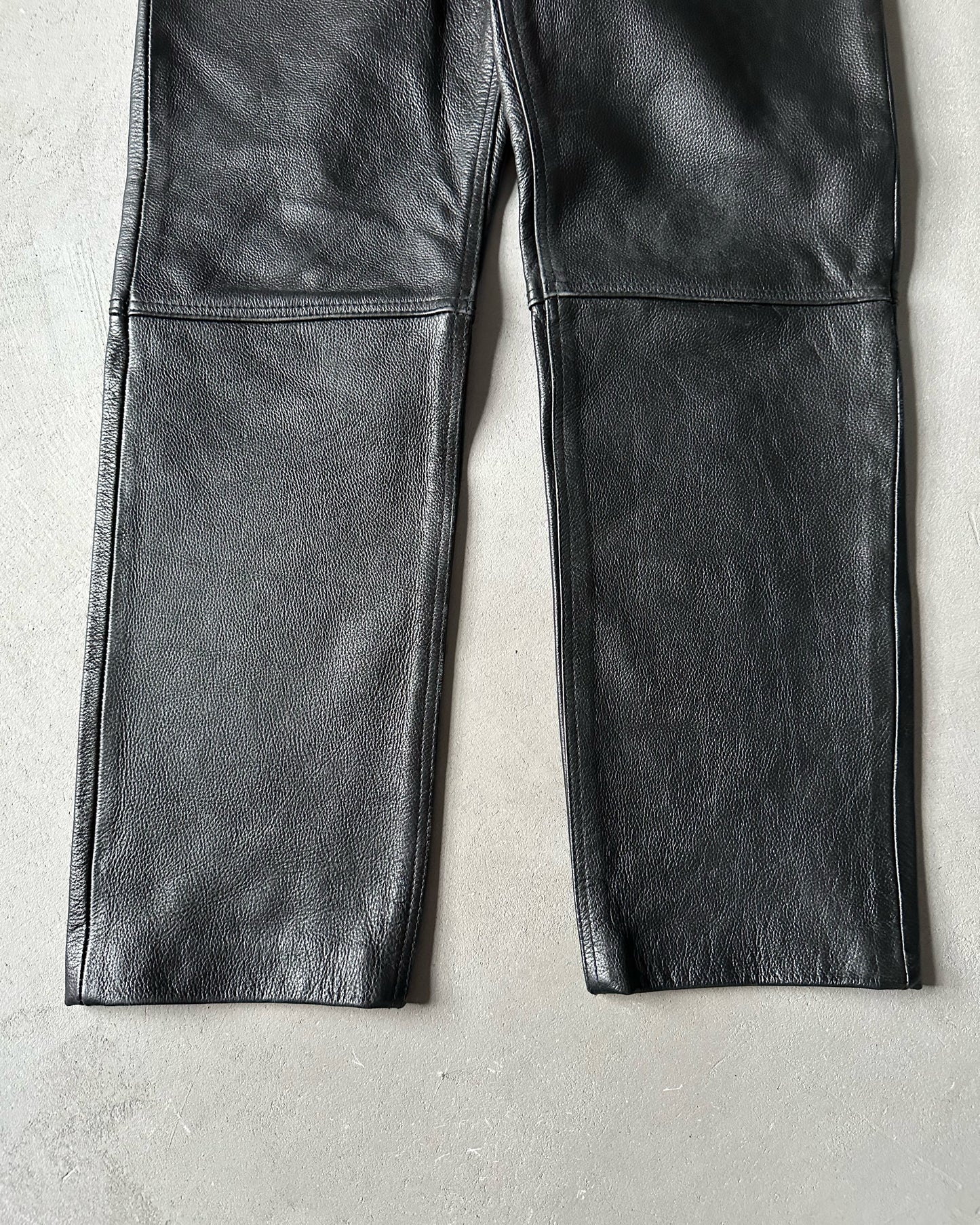 1990s - Black Leather Pants - 28x28