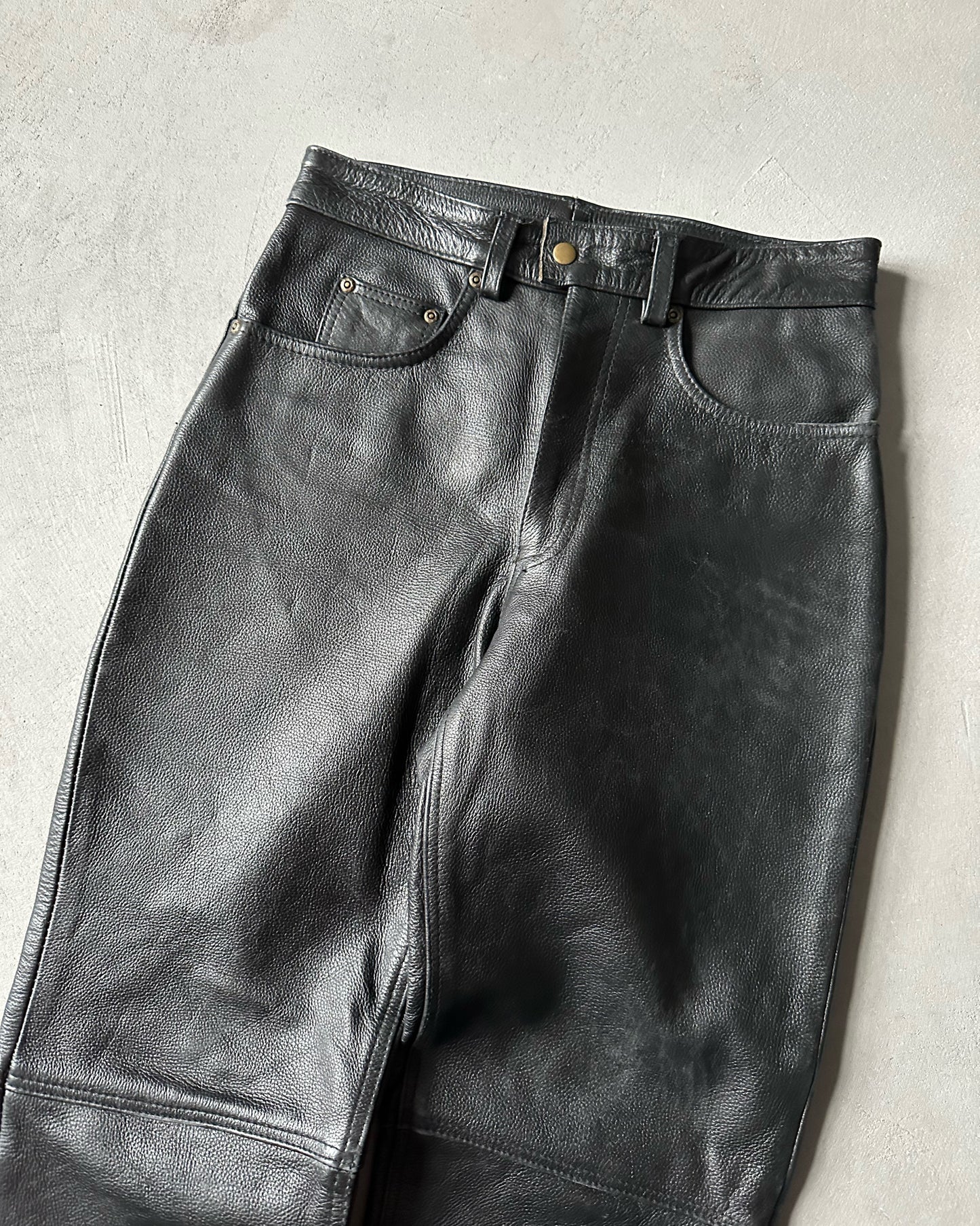 1990s - Black Leather Pants - 28x28