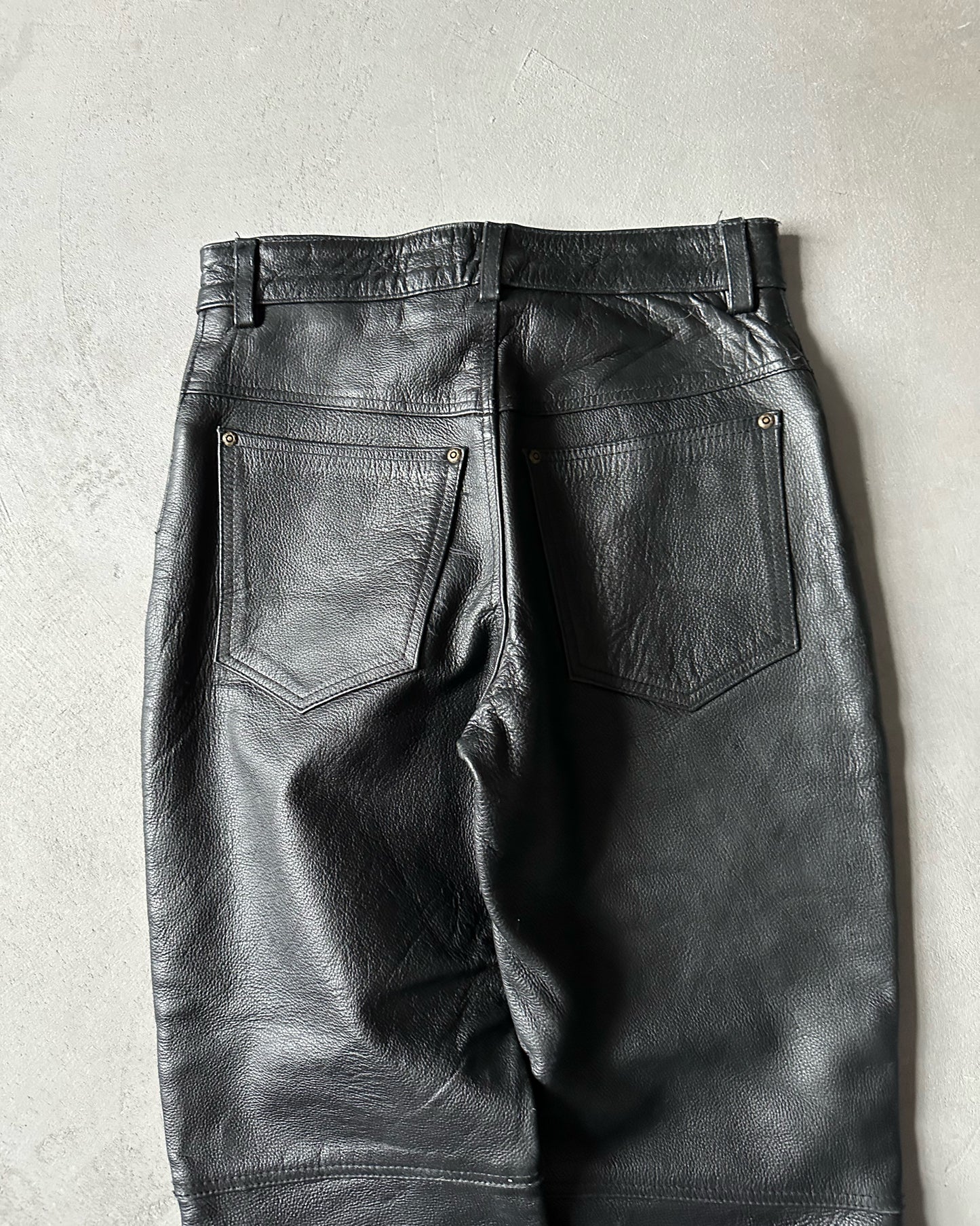 1990s - Black Leather Pants - 28x28