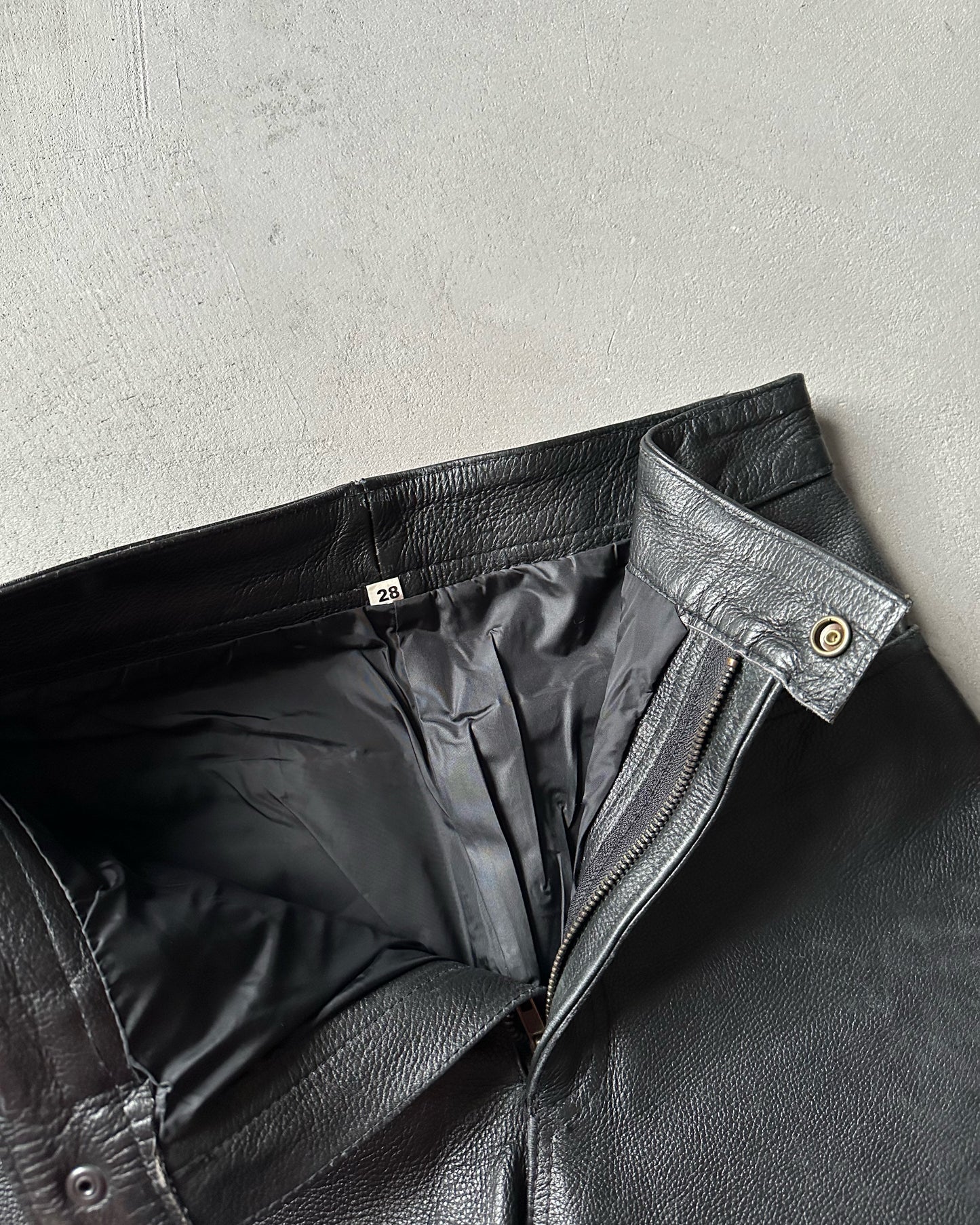 1990s - Black Leather Pants - 28x28