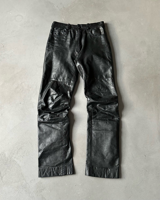 1990s - Black Leather Pants - 27x30