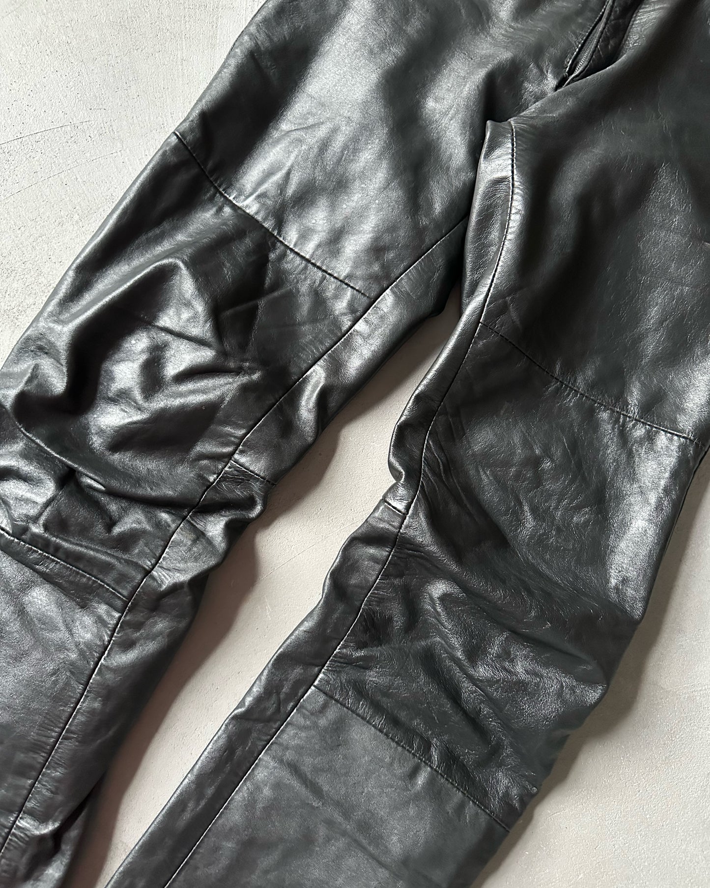 1990s - Black Leather Pants - 27x30