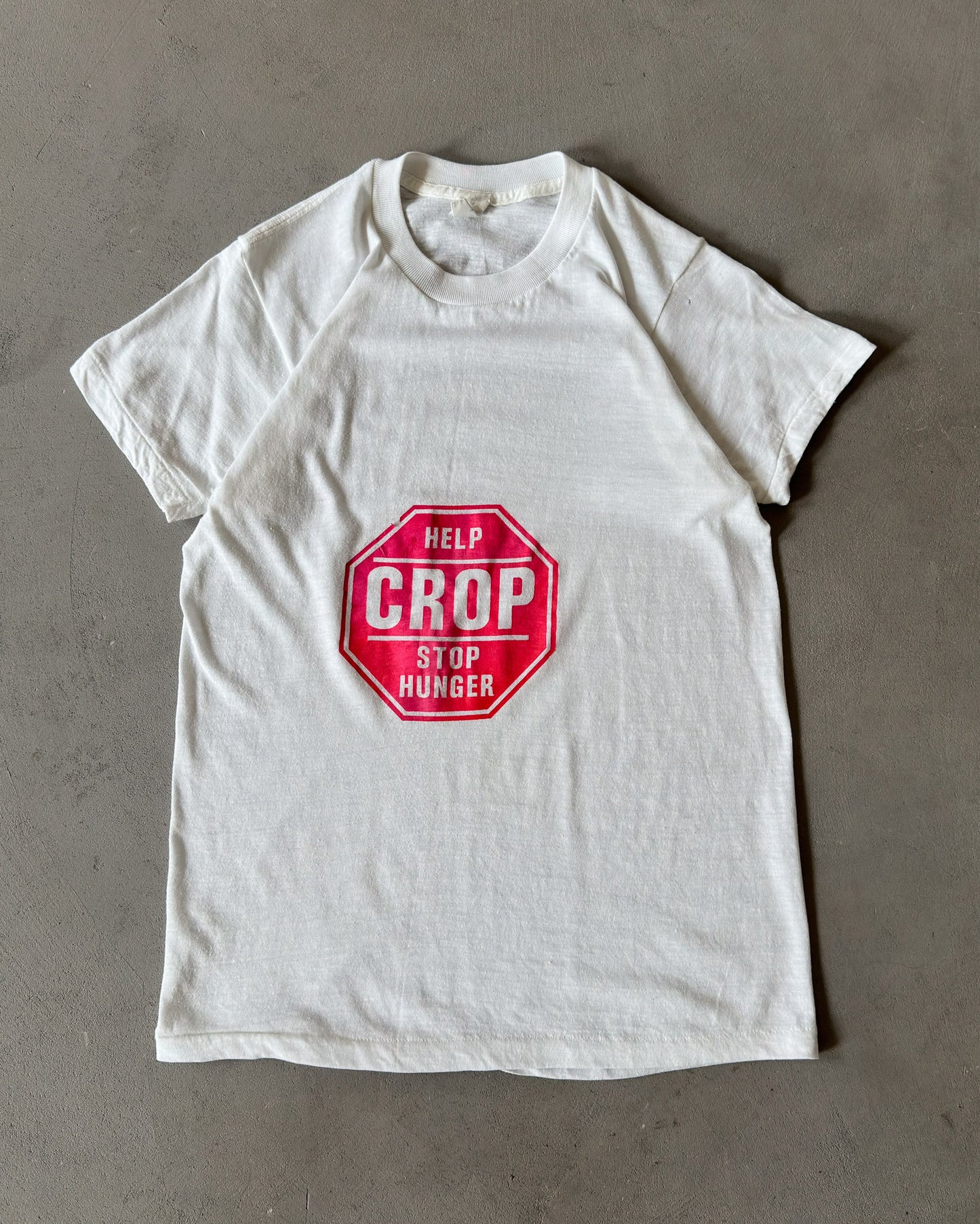 1970s - White Stop Hunger T-Shirt - S
