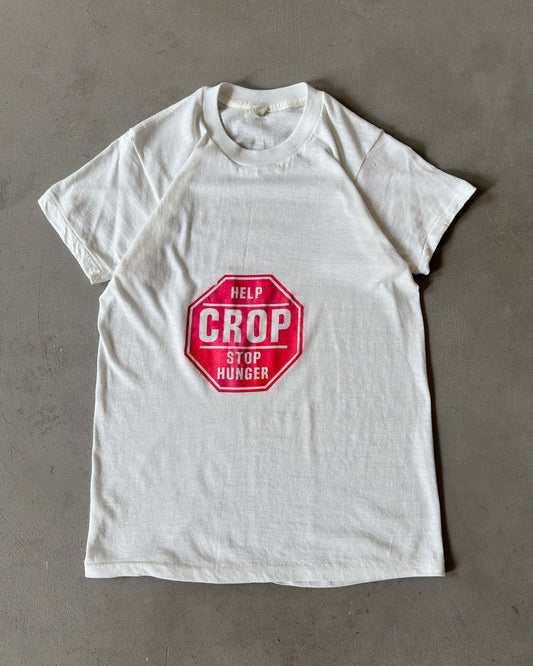 1970s - White Stop Hunger T-Shirt - S