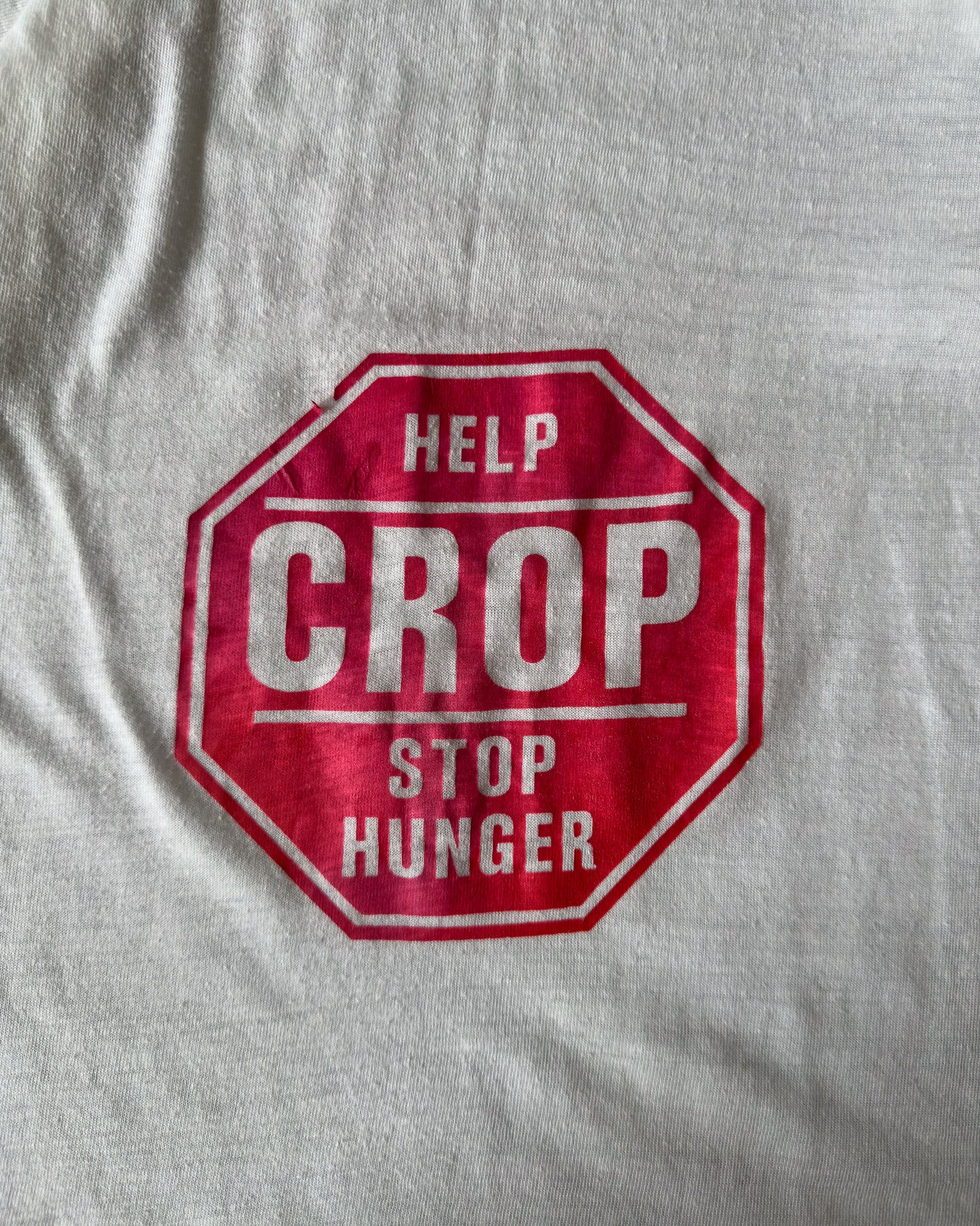 1970s - White Stop Hunger T-Shirt - S