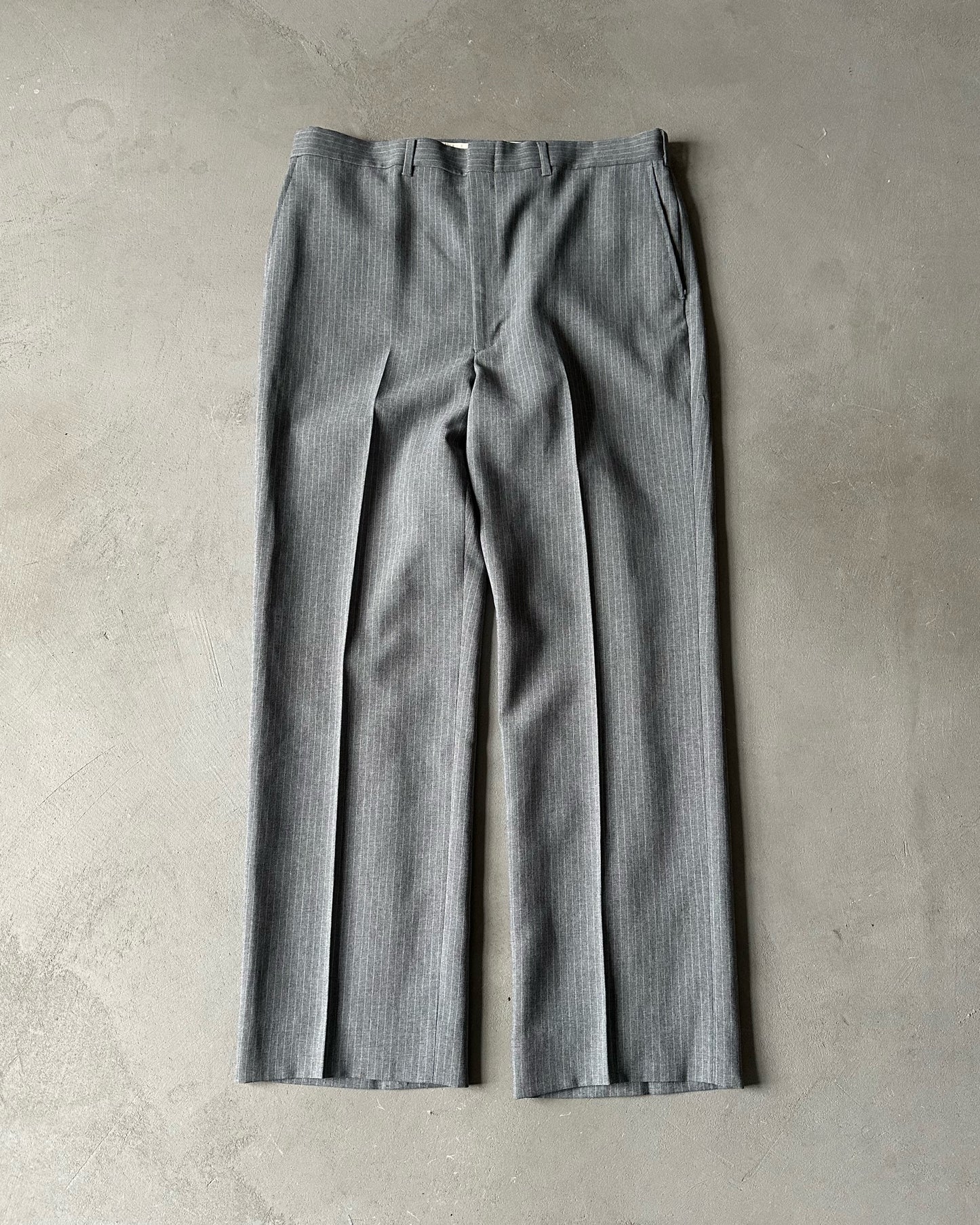 1980s - Grey Pinstripe Trousers - 35x30