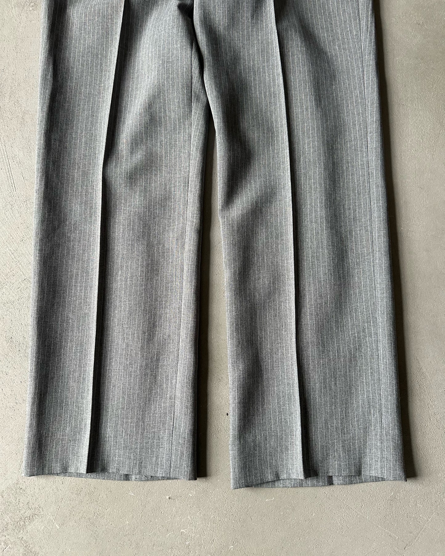 1980s - Grey Pinstripe Trousers - 35x30