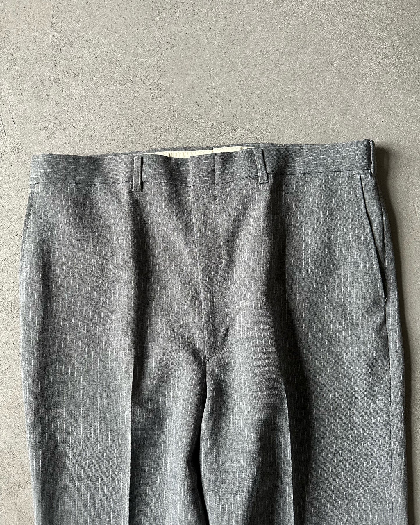 1980s - Grey Pinstripe Trousers - 35x30