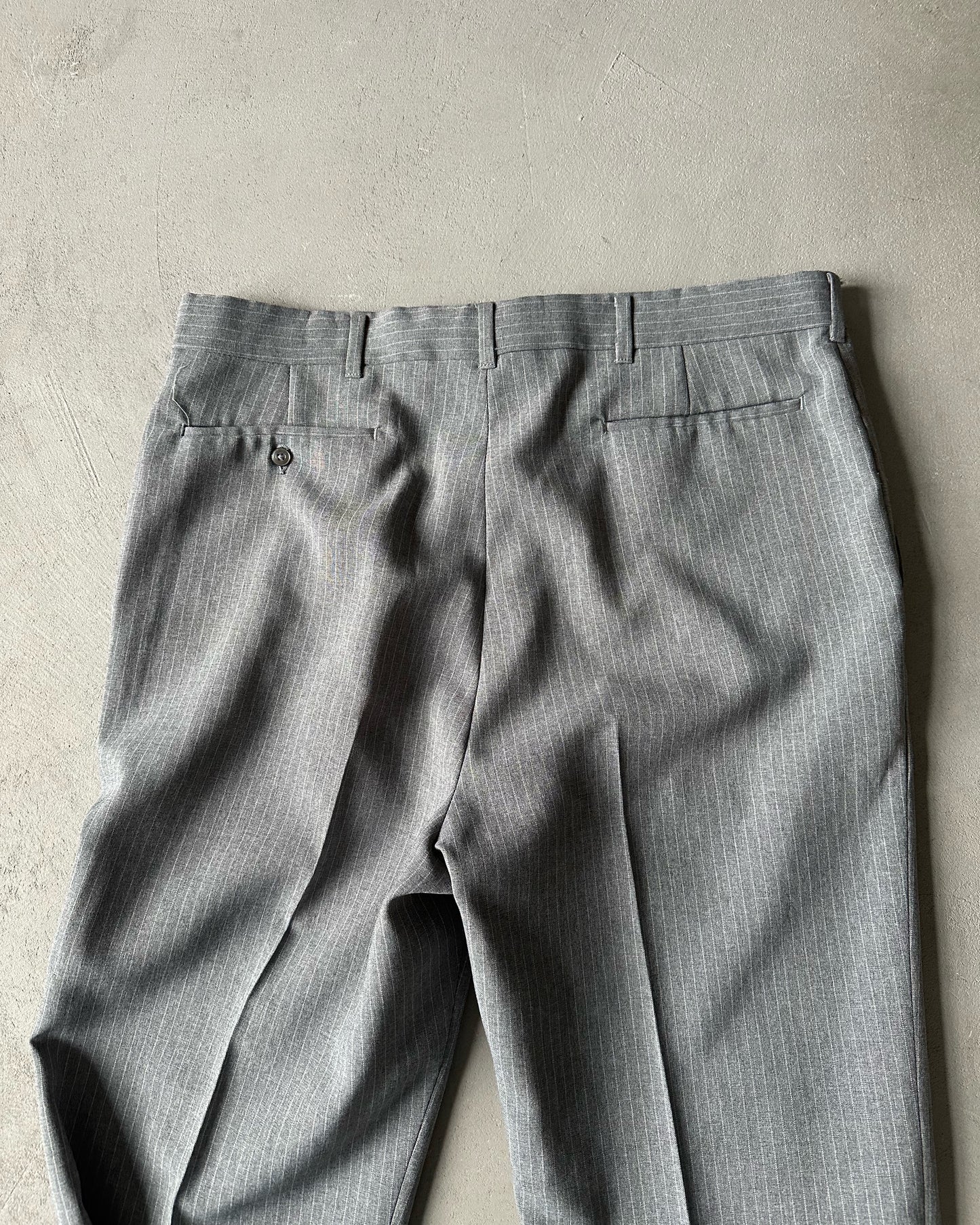 1980s - Grey Pinstripe Trousers - 35x30