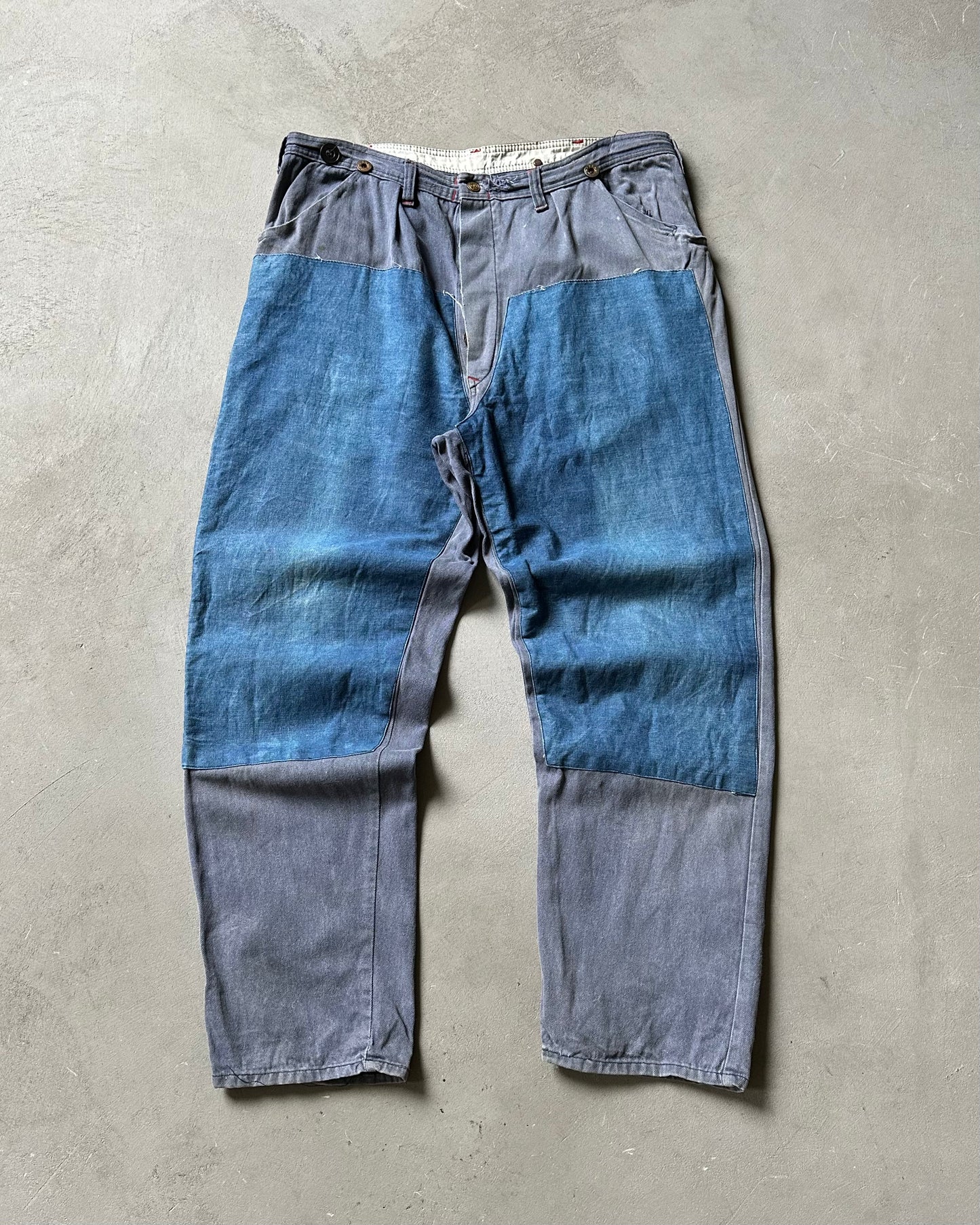Années 70 - Jean Euro patchwork double épaisseur aux genoux - 36x29