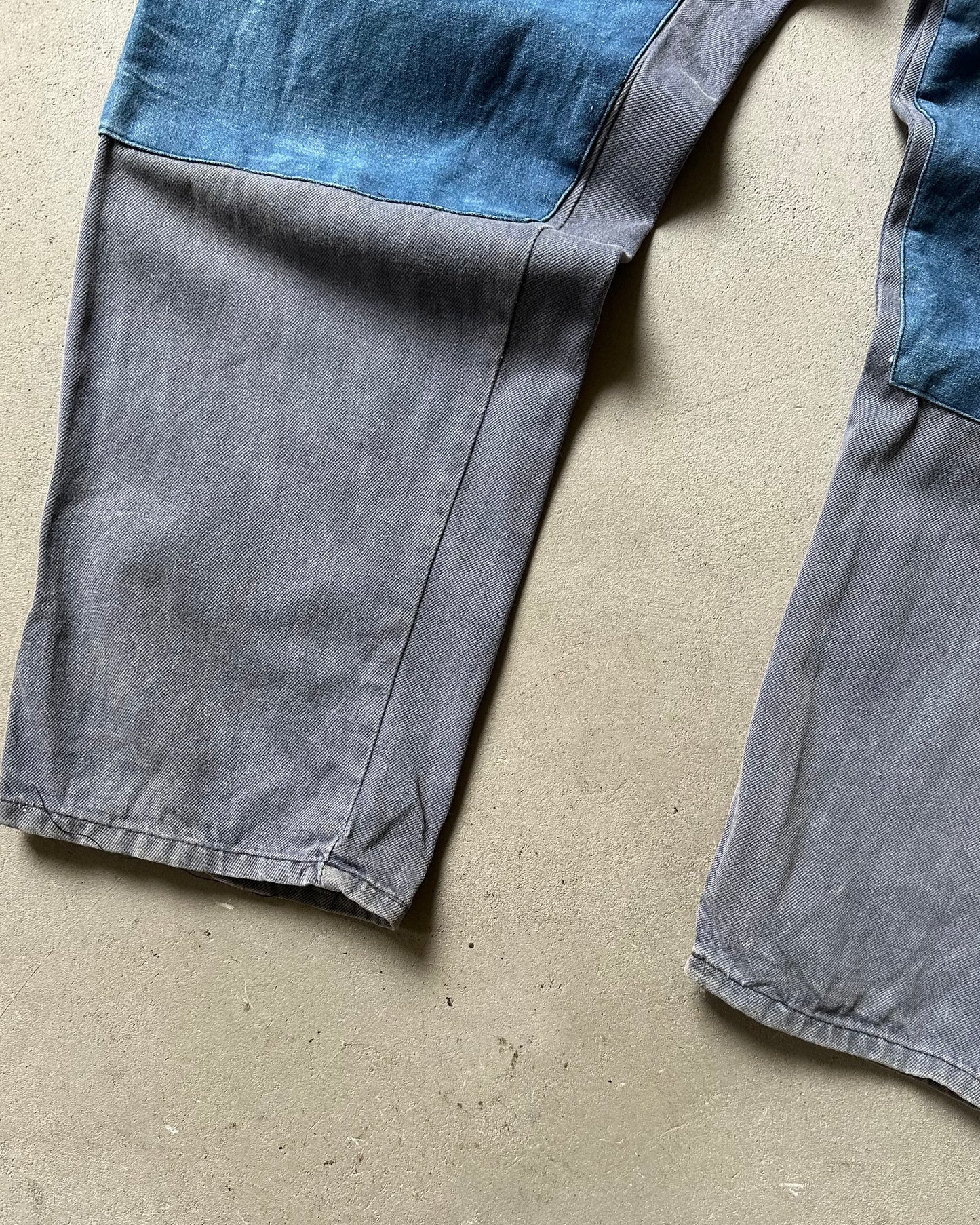 Années 70 - Jean Euro patchwork double épaisseur aux genoux - 36x29