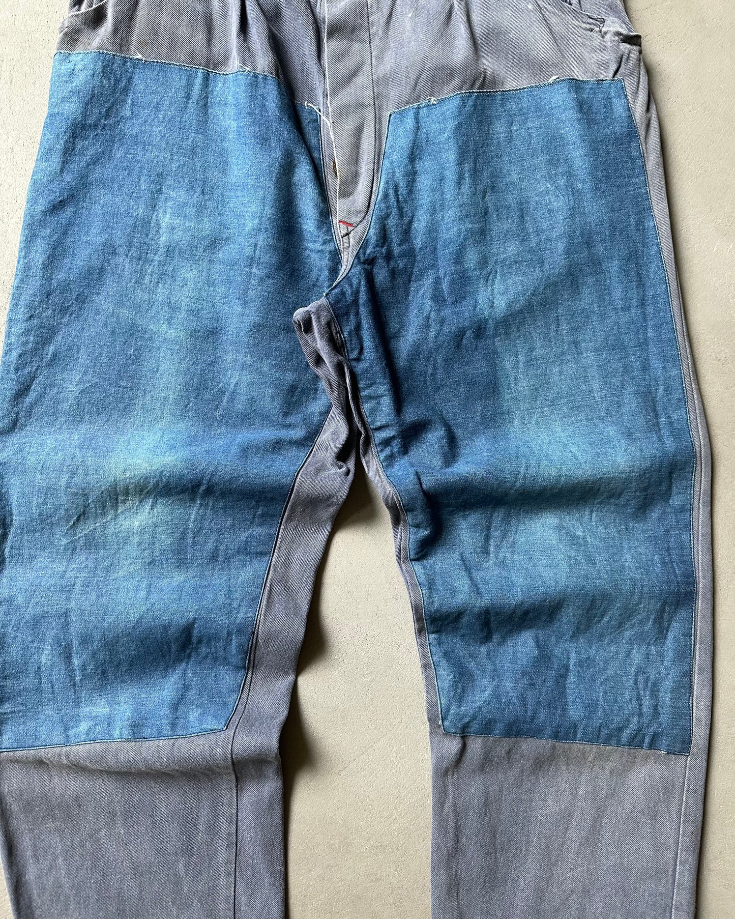 Années 70 - Jean Euro patchwork double épaisseur aux genoux - 36x29