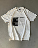 1990s - White "Religion of The World" T-Shirt - M