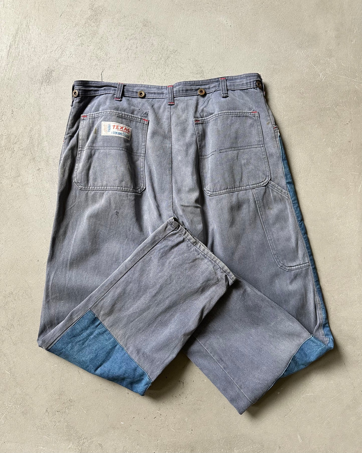 Années 70 - Jean Euro patchwork double épaisseur aux genoux - 36x29