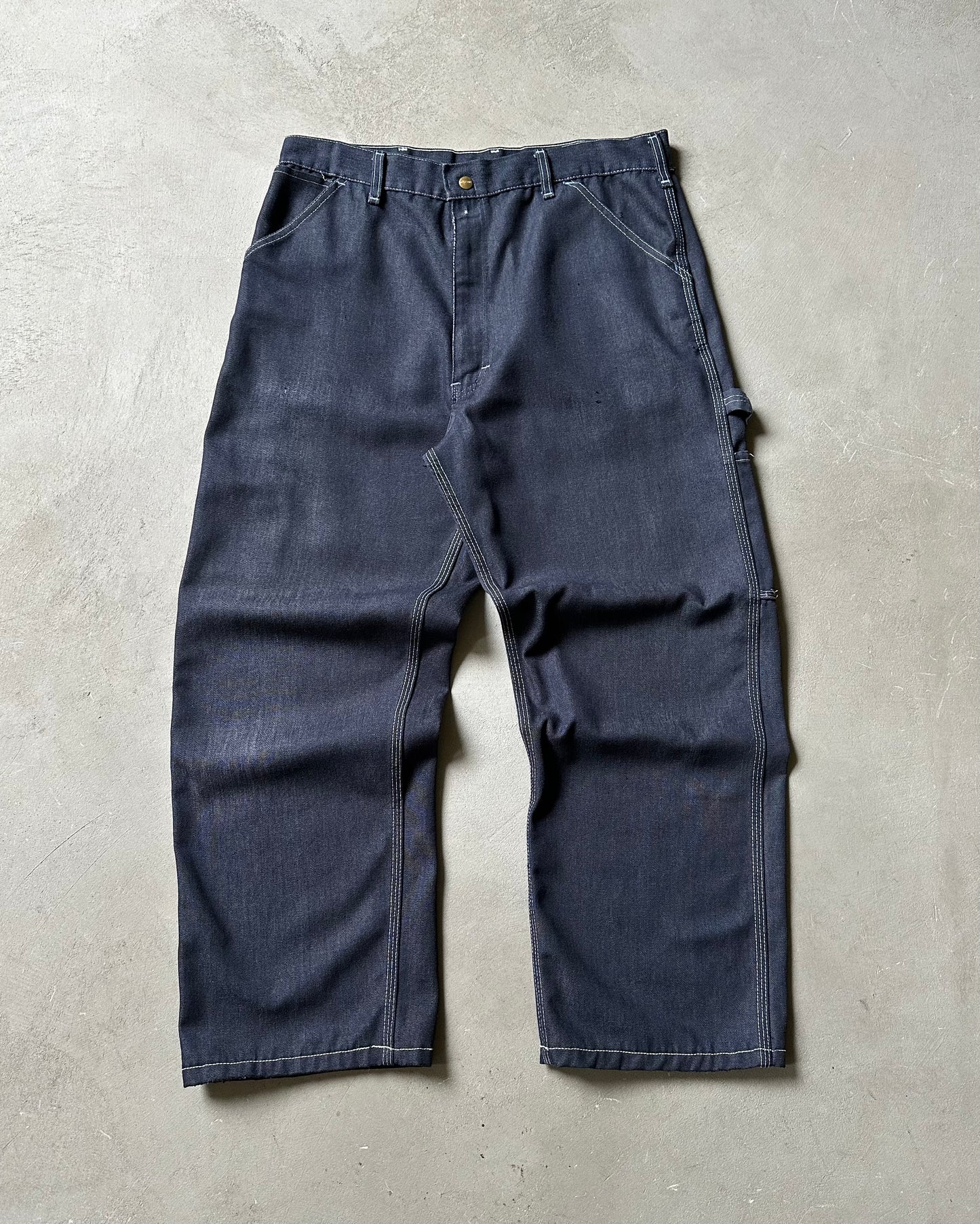 Années 1980 - Pantalon de travail Toughskins bleu marine foncé - 34x27